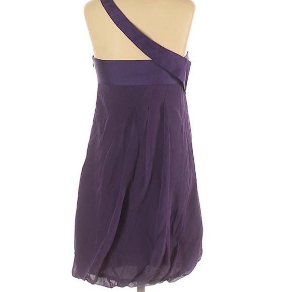 Armani Exchange Asymmetrical Silk Plum Tulip Dress - Picture 2 of 5